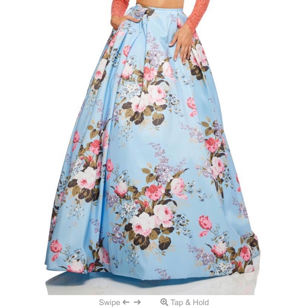 Sherri Hill Floral Blue and Pink Prom Dress